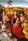 Hans Memling Canvas Paintings - Virgin and Child with Musician Angels
